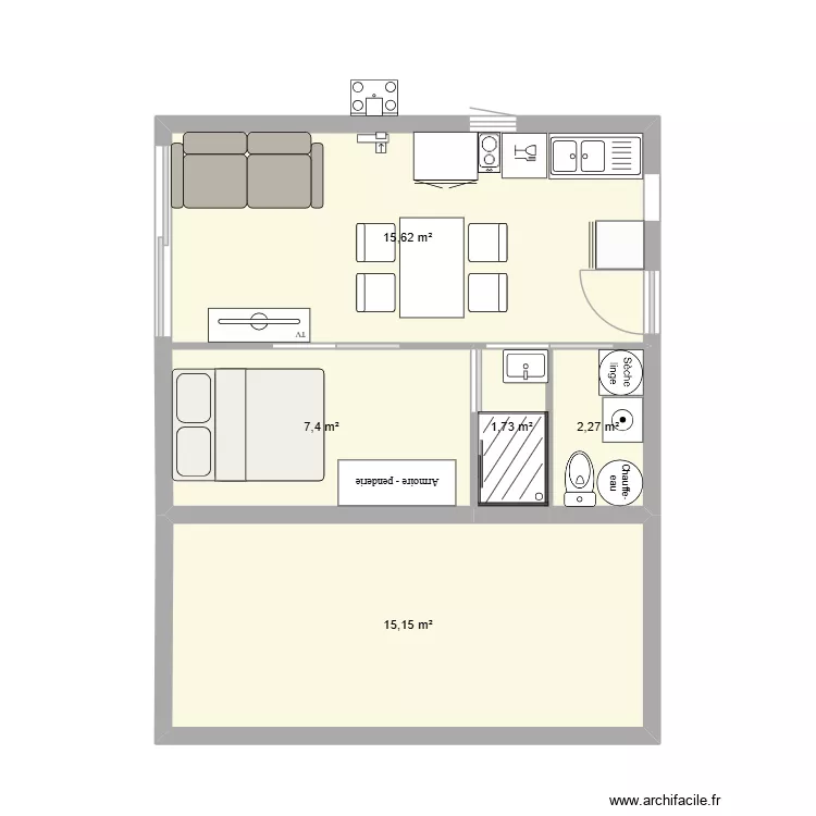 studio. Plan de 5 Pièces et 42 m² studio. Plan de 5 Pièces et 42 m²