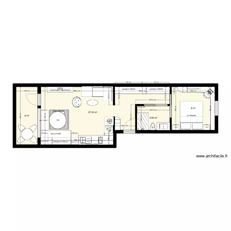 appartement parisien modifi&eacute;. Plan de 