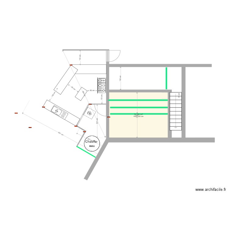 AMENAGEMENT. Plan de 1 pièce et 12 m2