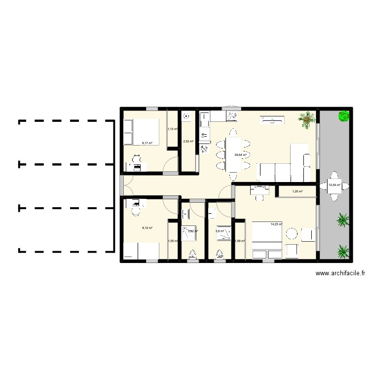 Corridon 2. Plan de 12 pièces et 87 m2