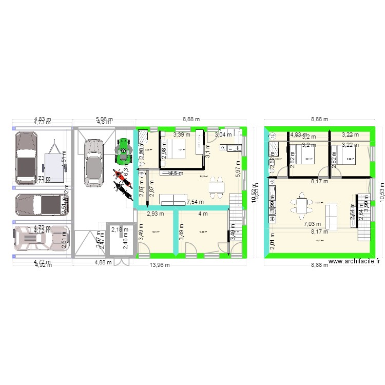 idée 11. Plan de 14 pièces et 153 m2