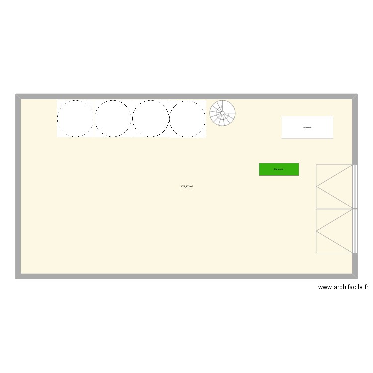 Chai. Plan de 1 pièce et 176 m2