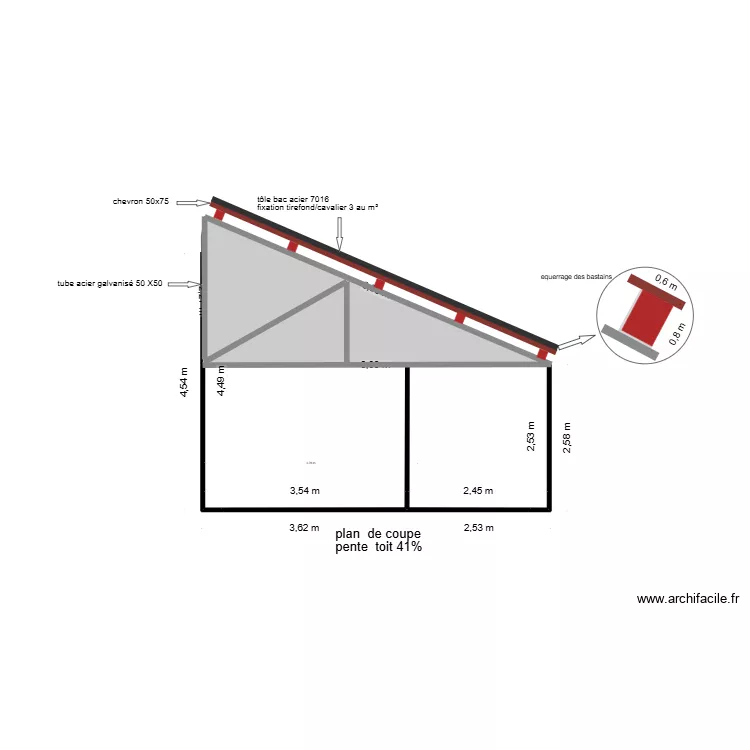 Lacaze coupe toit. Plan de 