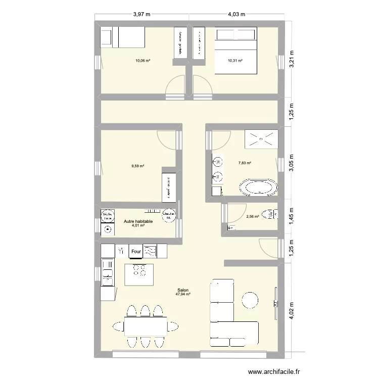MAISON LONG 8M. Plan de 