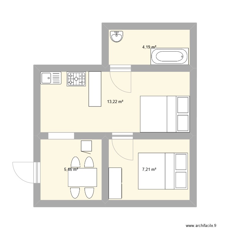 jerome. Plan de 4 pièces et 30 m2