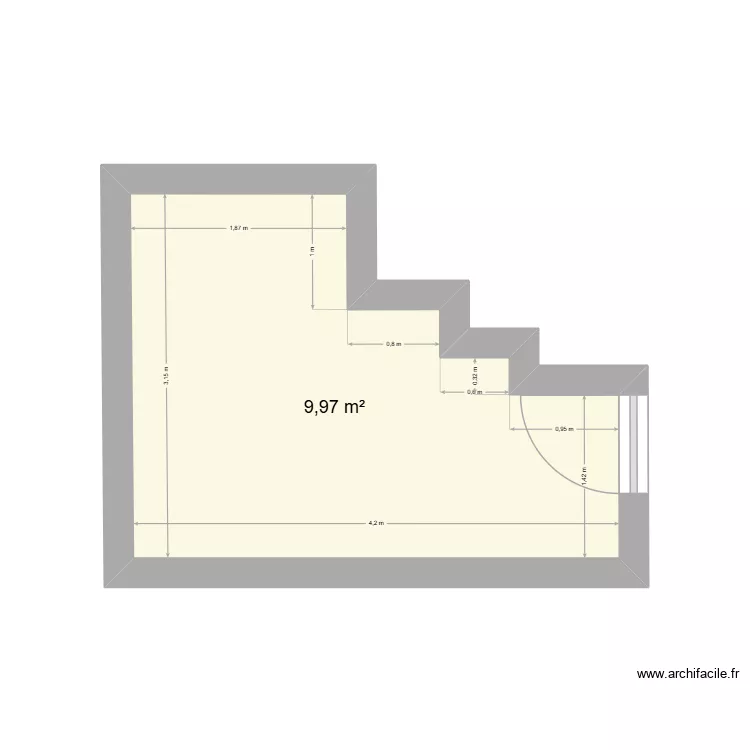 Cuisine. Plan de 1  et 10 m²