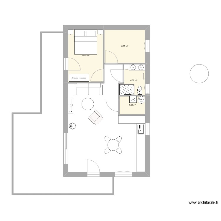 plan maison du fond 2. Plan de 4 pièces et 28 m2