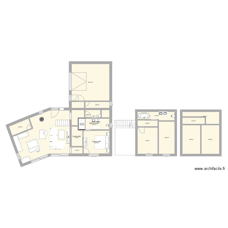 maison KF. Plan de 17 pièces et 152 m2