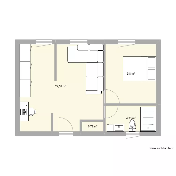 Studio de jardin environ 40m2. Plan de 4  et 37 m²
