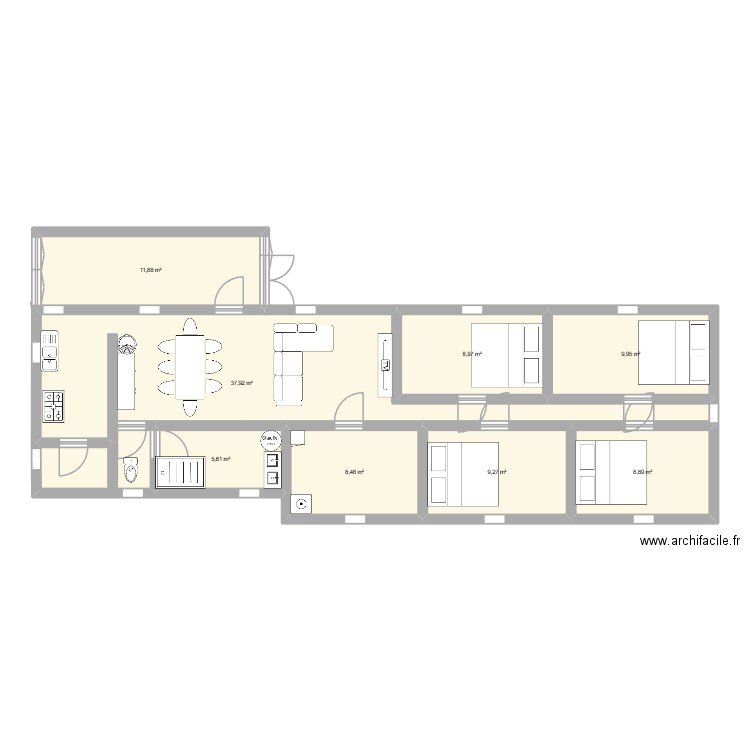 maison. Plan de 8 pièces et 101 m2