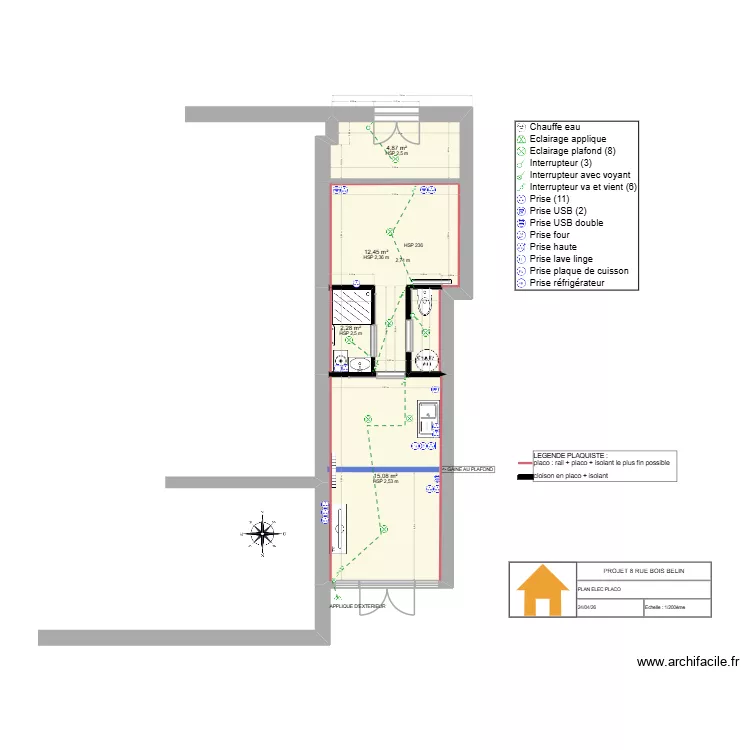etat des lieux garage 3 plaquiste. Plan de 4  et 35 m²