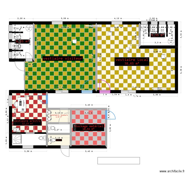 Plan vestiaire sidi alouane. Plan de 8 pièces et 118 m2