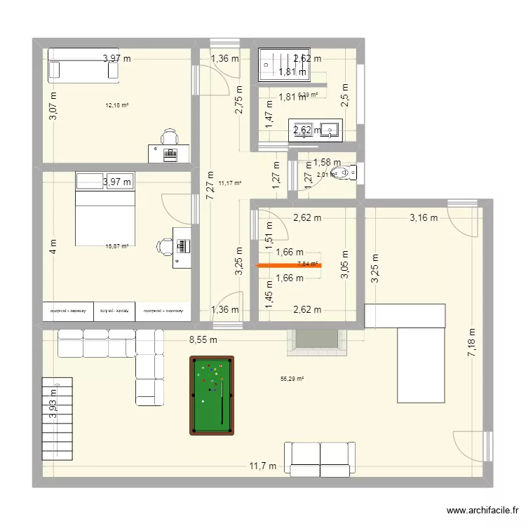 Maison Lescarran sdb 0405. Plan de 