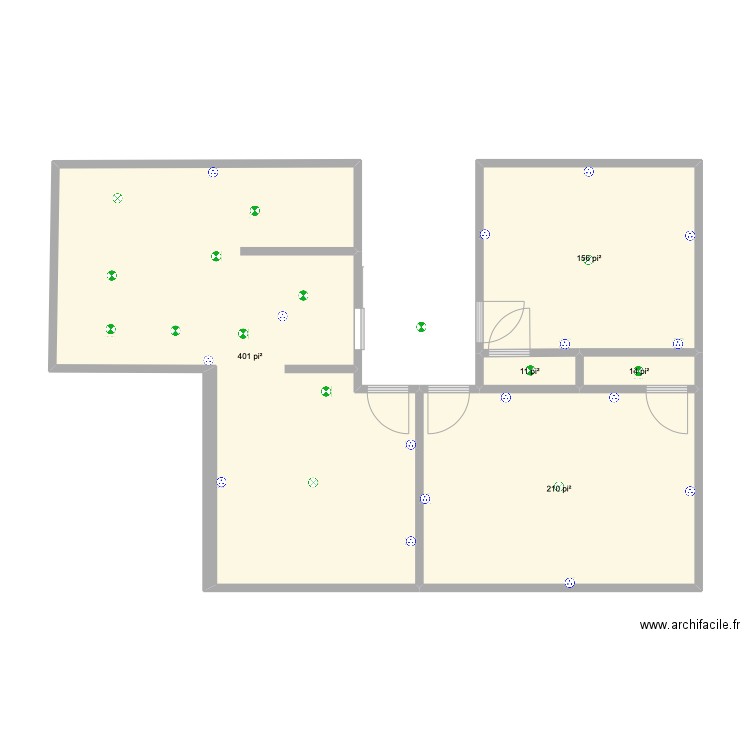 plan second floor. Plan de 5 pièces et 74 m2