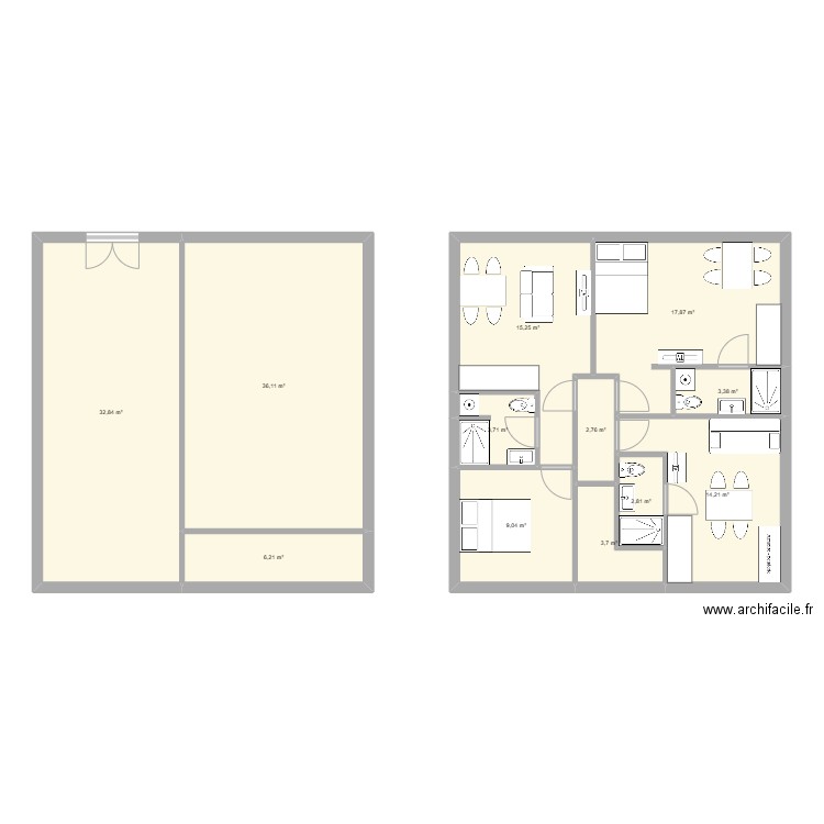 location. Plan de 12 pièces et 148 m2