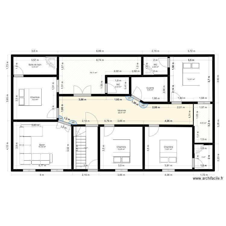 plan omar2. Plan de 14 pièces et 140 m2