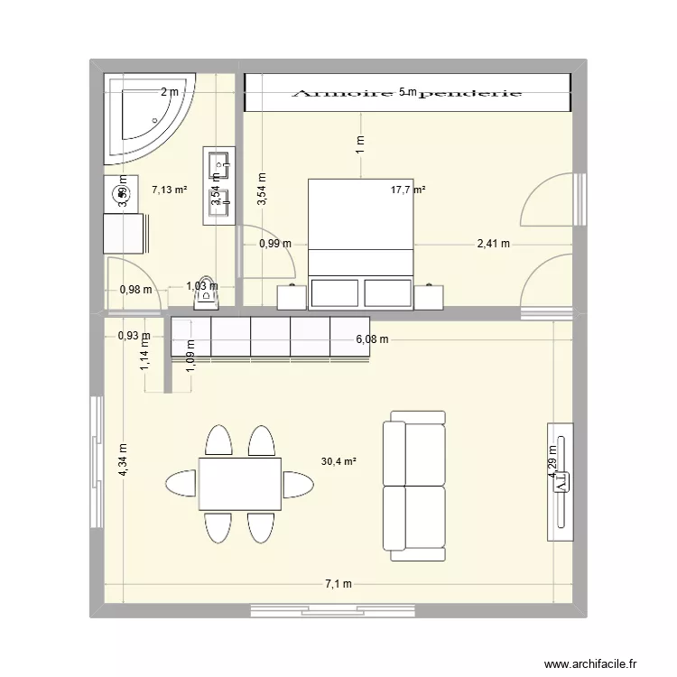 sd270626. Plan de 3  et 55 m²