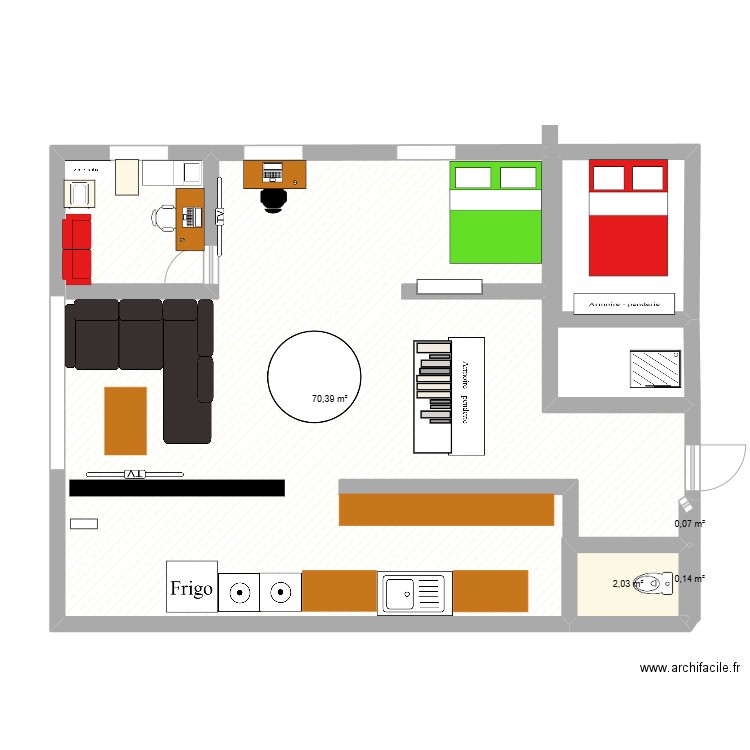 CHEZ CAMILLE. Plan de 4 pièces et 73 m2