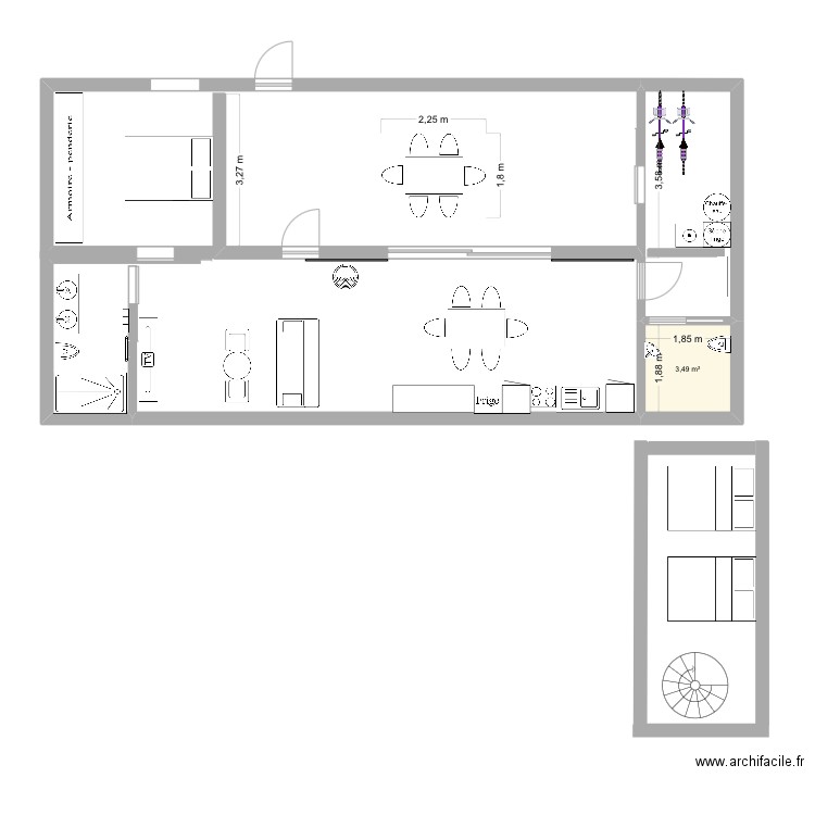 Maison ile de ré. Plan de 1 pièce et 3 m2