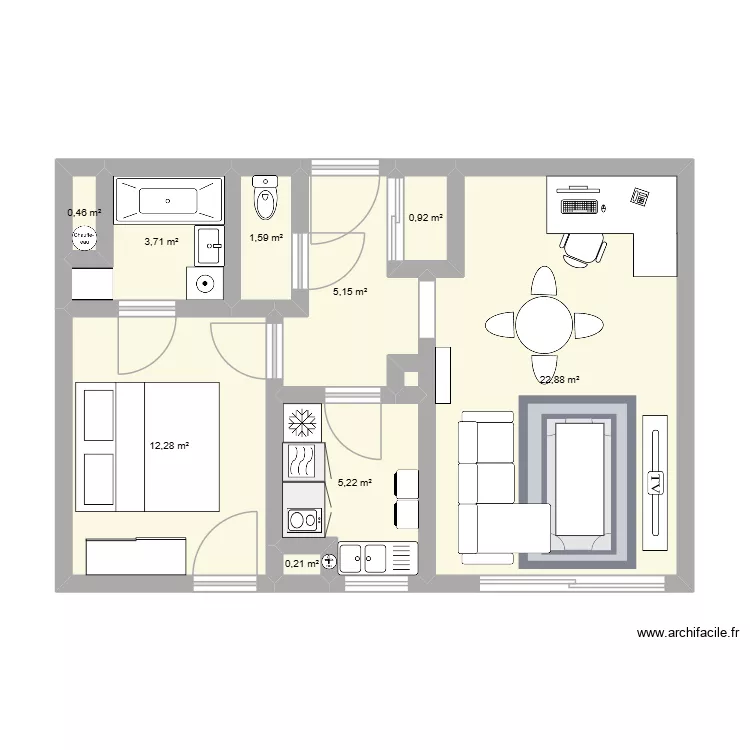 PlanAppartV2. Plan de 9  et 52 m²
