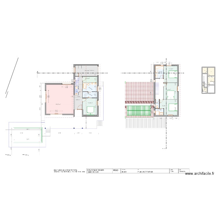 etage. Plan de 5 pièces et 34 m2