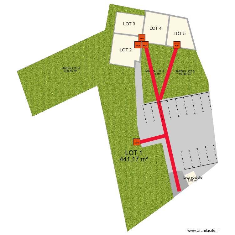 MESSIMY enedis. Plan de 4 pièces et 219 m2
