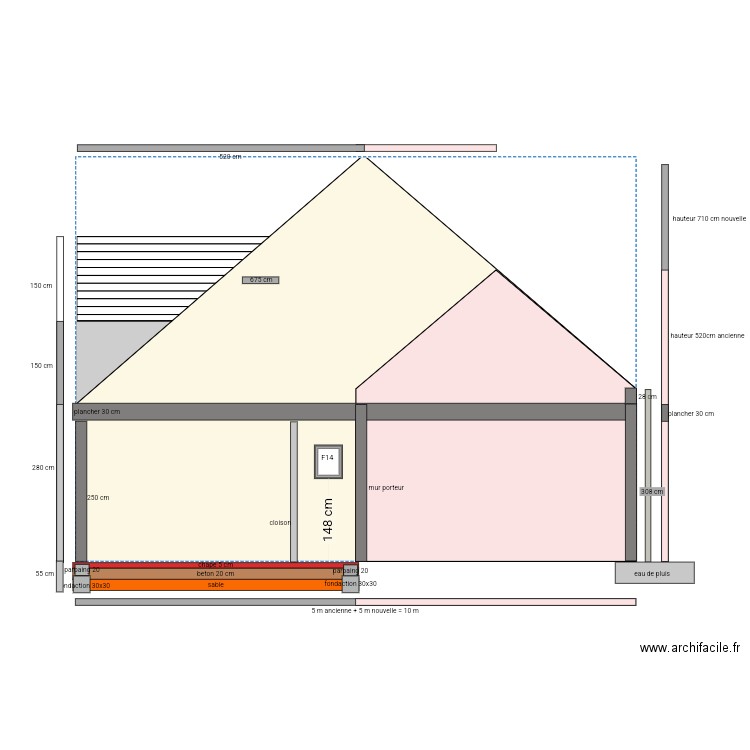 pignon gauche apres travaux. Plan de 0 pièce et 0 m2