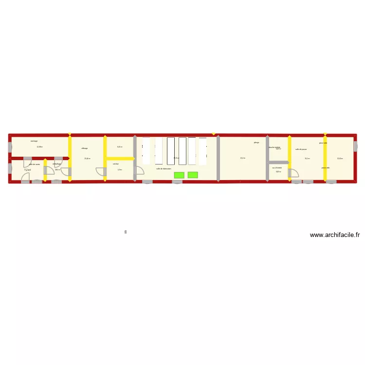 labo avec mur conteneur. Plan de 12  et 146 m²