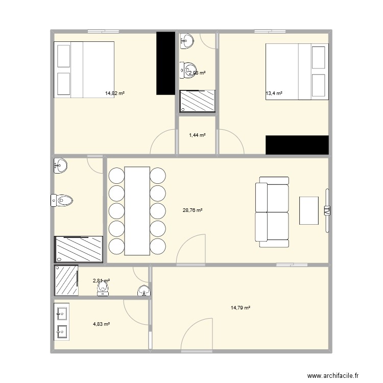 simeon plan. Plan de 8 pièces et 84 m2