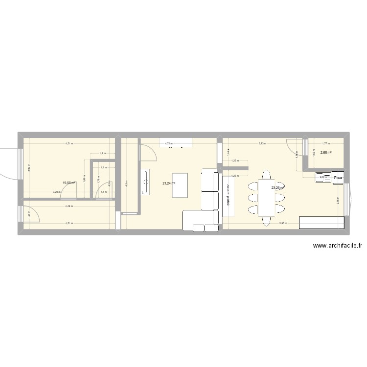 Bombeck. Plan de 4 pièces et 67 m2