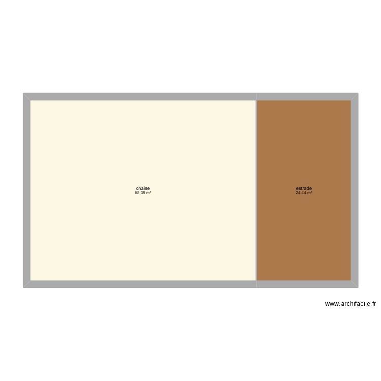 salle armstrong. Plan de 2 pièces et 83 m2