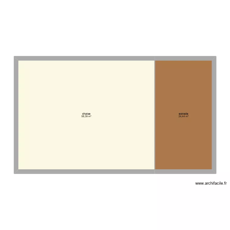 salle armstrong. Plan de 2 pièces et 83 m²