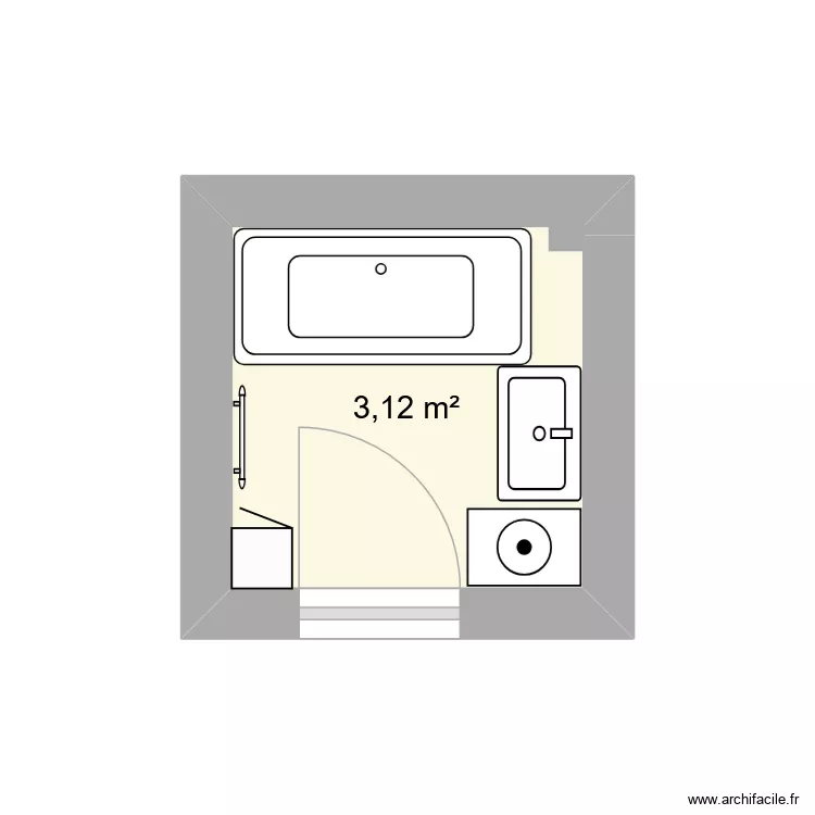 Salle de bains. Plan de 1 et 3 m² Salle de bains. Plan de 1 et 3 m²