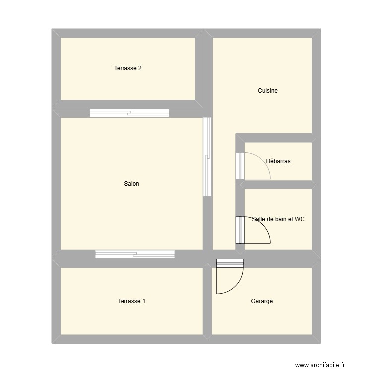 Plan Rez-de-chaussée. Plan de 7 pièces et 58 m2