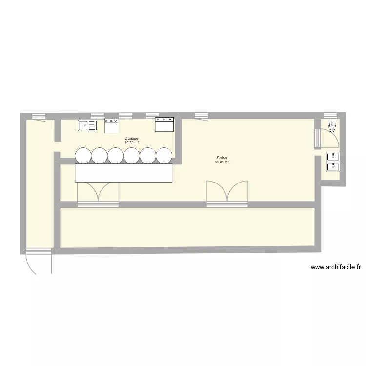 Restaurant Zitouna. Plan de 2  et 67 m²