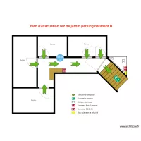 Plan d'&eacute;vacuation rez de jardin parking