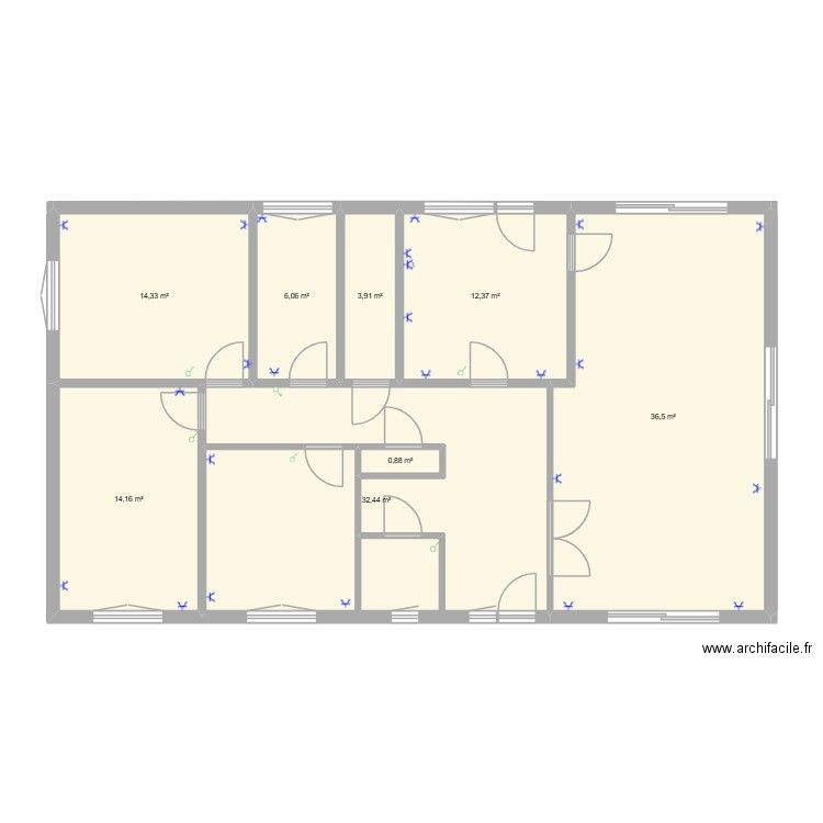 Maison Fraiture Rez de chaussée. Plan de 8 pièces et 121 m2