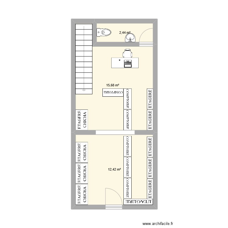 SMOK ABATTA. Plan de 3 pièces et 31 m2