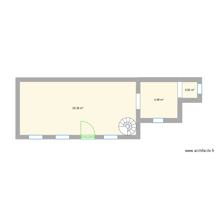 RDC 473 A. Plan de 3 pièces et 26 m2