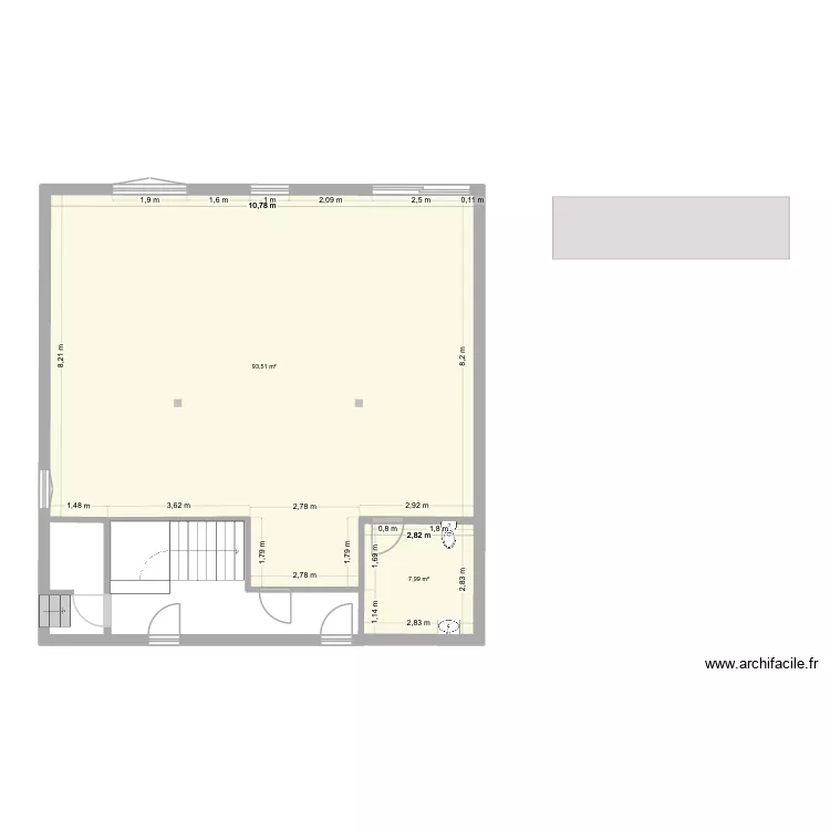Local 4 Informatique v2. Plan de 2  et 102 m²