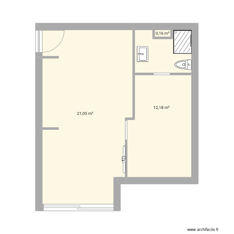 Narbonne plage 704 elec. Plan de 3 pièces et 33 m2