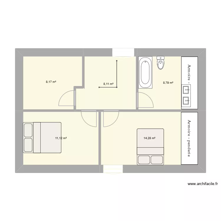 cournon etage 4. Plan de 5  et 50 m²