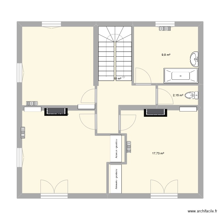 1er étage Evolution. Plan de 5 pièces et 74 m2