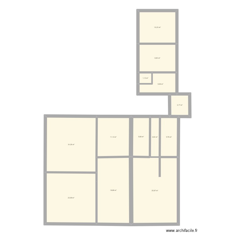 Fagne. Plan de 13 pièces et 145 m2