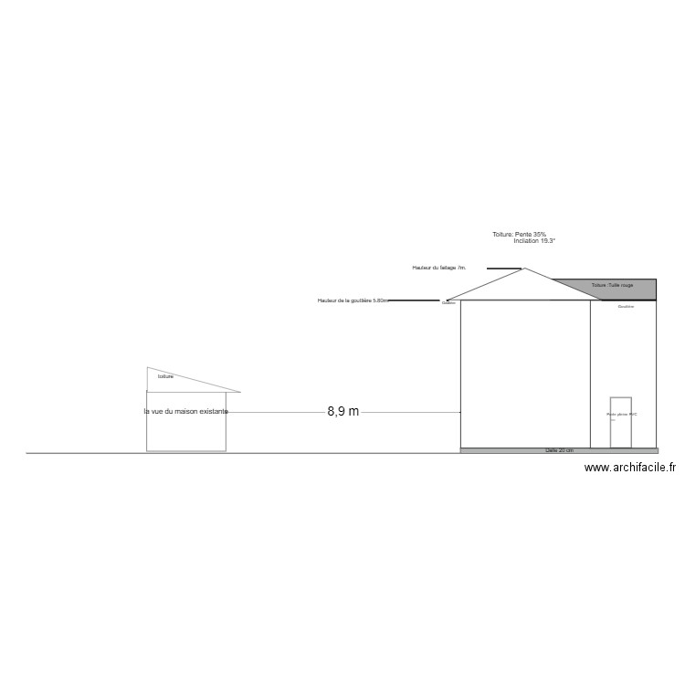 Pignon OUEST. Plan de 0 pièce et 0 m2