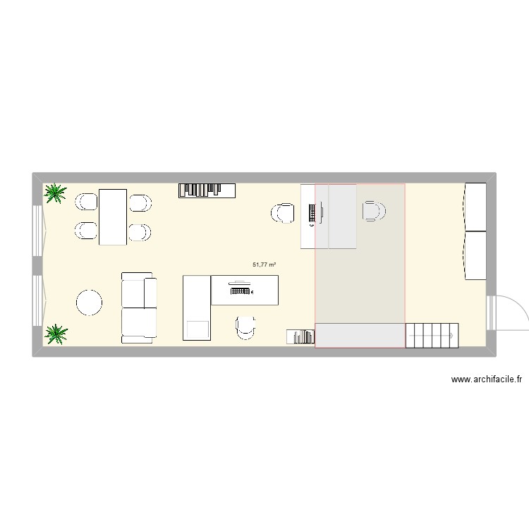 Bureau Fonderie 2 - new v2. Plan de 1 pièce et 52 m2