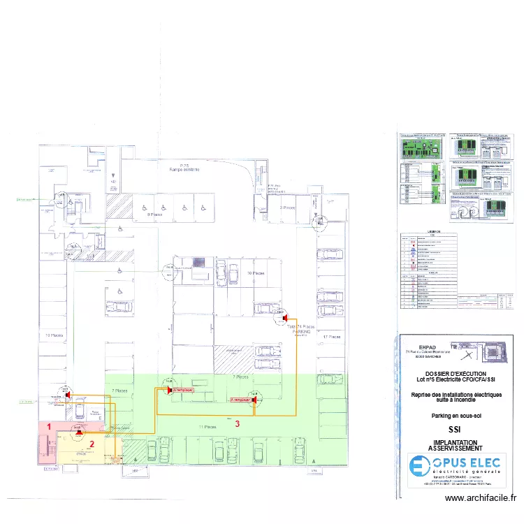 EHPAD sous sol DS SSI. Plan de 3 pièces et 583 m²