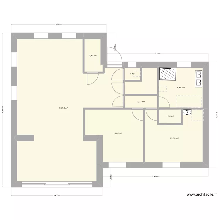 Partie chambre. Plan de 
