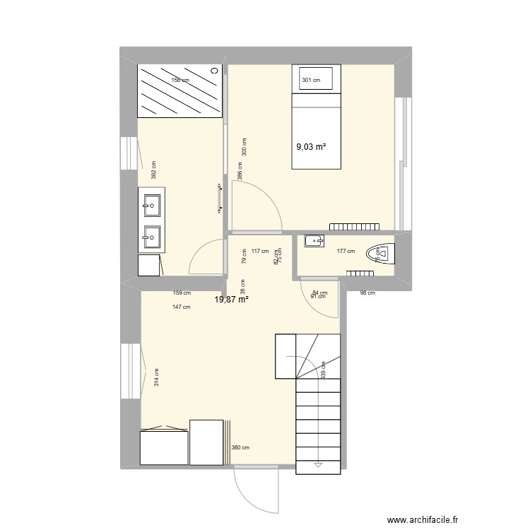 EXTENSION OCT2024. Plan de 5 pièces et 46 m2