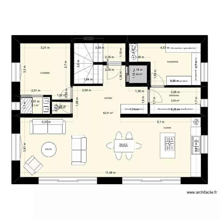 ESP&Eacute;RANCE RDJ 1. Plan de 5 pièces et 92 m²